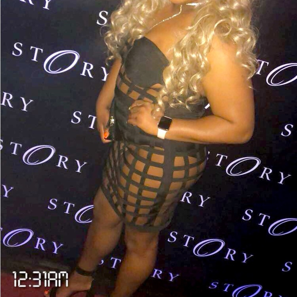 Black Elastic Caged Corset Dress
